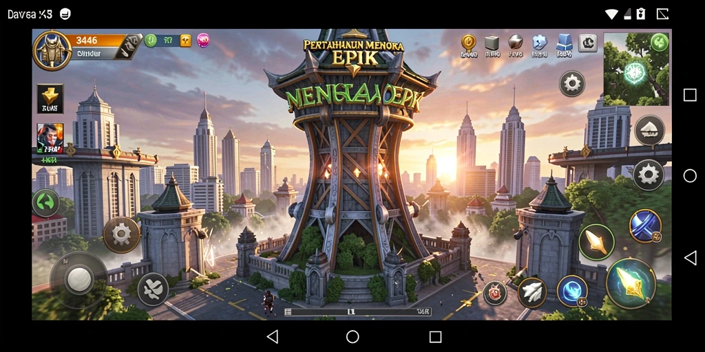 Tampilan aksi menegangkan dalam permainan Tower Defense 3446.