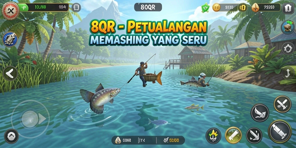 Tampilan gameplay 8QR dengan suasana memancing yang menakjubkan.