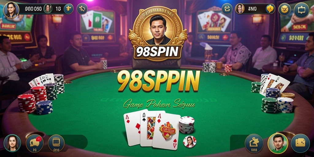 Tampilan gameplay poker yang mendebarkan dalam 98SPIN.