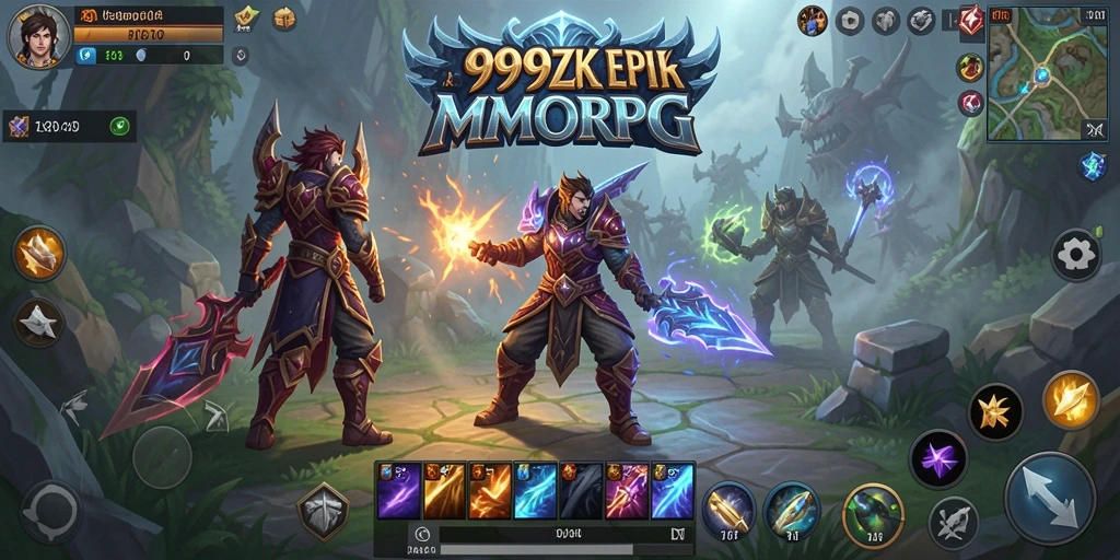 Tampilan gameplay memukau di dunia MMORPG 999ZK.