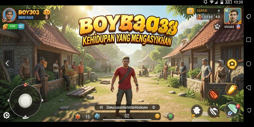 Tangkapan layar BOY303 menampilkan karakter dalam momen interaksi sosial yang seru.