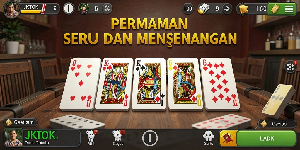 Tampilan utama JKTOK dengan gameplay Domino yang seru.