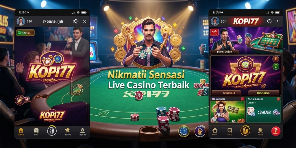 Screenshot KOPI77 menampilkan keseruan bermain Live Casino secara langsung.