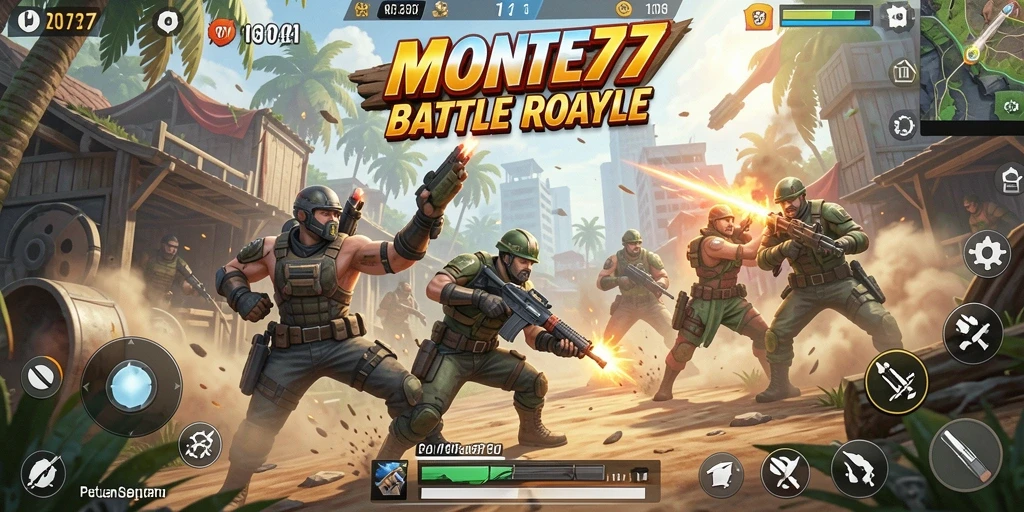 Tampilan seru gameplay dalam MONTE77 dengan serangan tim.