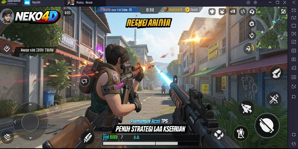 Screenshot utama NEKO4D yang menampilkan aksi seru dari gameplay TPS.