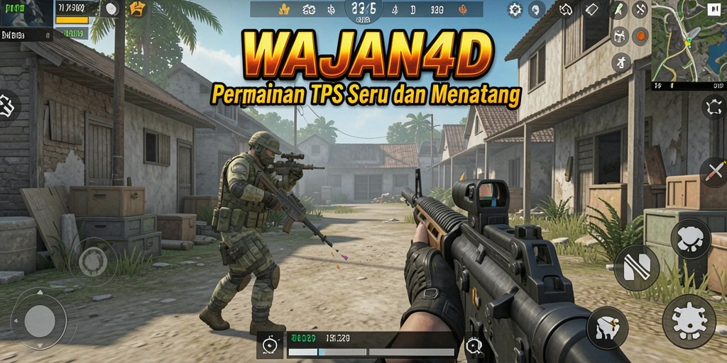 Screenshot gameplay WAJAN4D menampilkan aksi seru dalam pertempuran TPS.